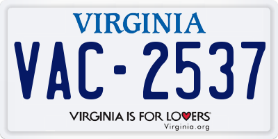 VA license plate VAC2537