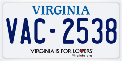 VA license plate VAC2538