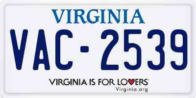 VA license plate VAC2539