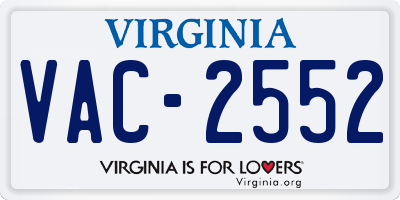 VA license plate VAC2552