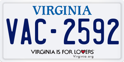 VA license plate VAC2592