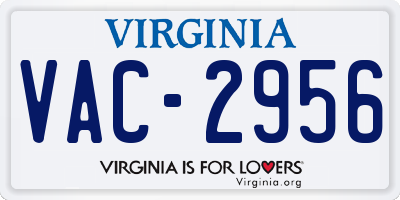 VA license plate VAC2956
