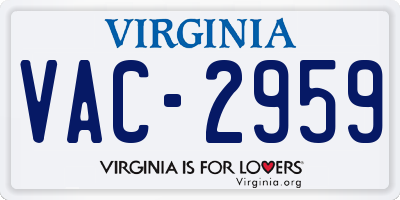 VA license plate VAC2959