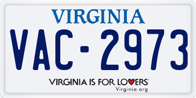 VA license plate VAC2973