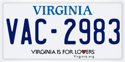 VA license plate VAC2983