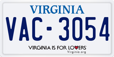 VA license plate VAC3054