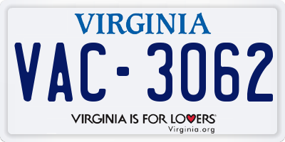 VA license plate VAC3062