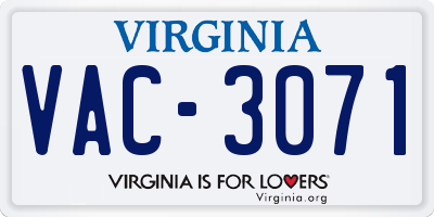 VA license plate VAC3071