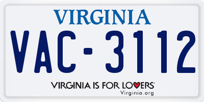 VA license plate VAC3112