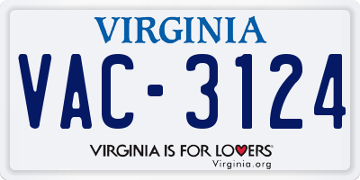 VA license plate VAC3124