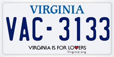 VA license plate VAC3133