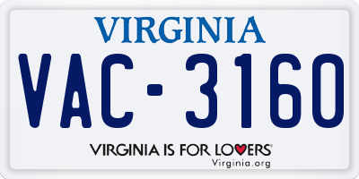 VA license plate VAC3160