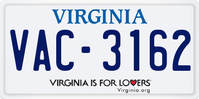 VA license plate VAC3162