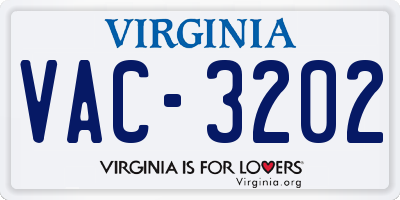 VA license plate VAC3202