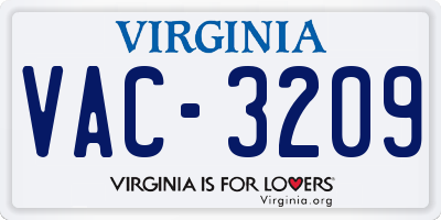VA license plate VAC3209