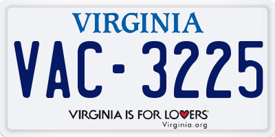 VA license plate VAC3225