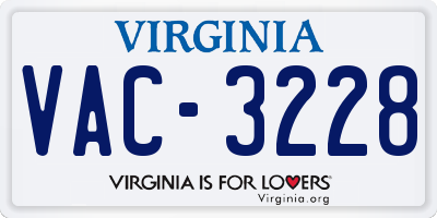 VA license plate VAC3228