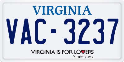 VA license plate VAC3237