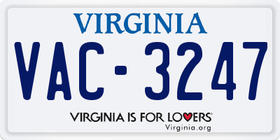 VA license plate VAC3247