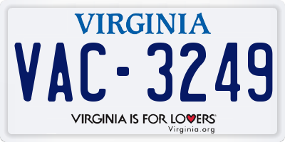 VA license plate VAC3249