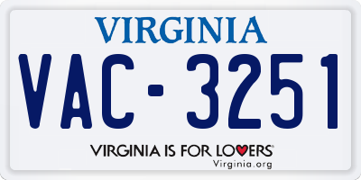 VA license plate VAC3251