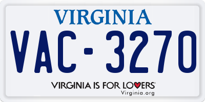 VA license plate VAC3270