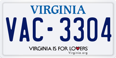 VA license plate VAC3304
