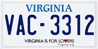 VA license plate VAC3312