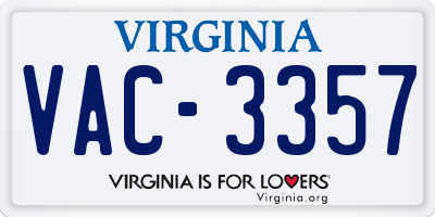 VA license plate VAC3357