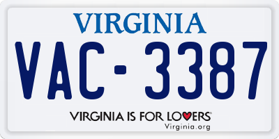 VA license plate VAC3387