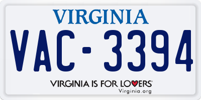 VA license plate VAC3394