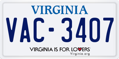VA license plate VAC3407