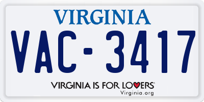 VA license plate VAC3417