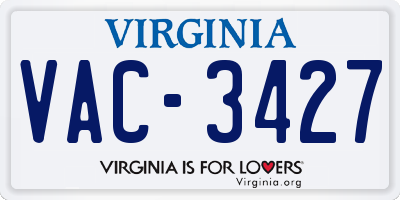 VA license plate VAC3427
