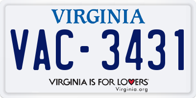 VA license plate VAC3431