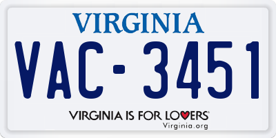 VA license plate VAC3451
