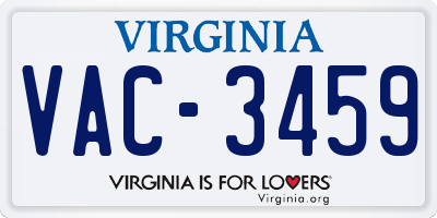 VA license plate VAC3459