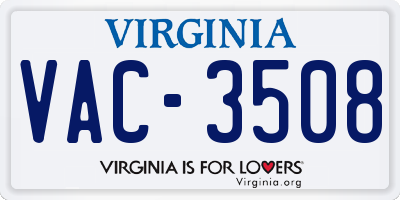 VA license plate VAC3508
