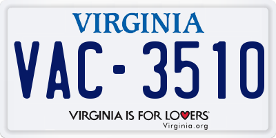 VA license plate VAC3510