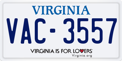 VA license plate VAC3557