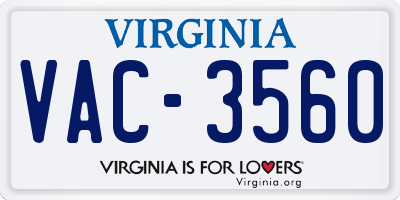 VA license plate VAC3560