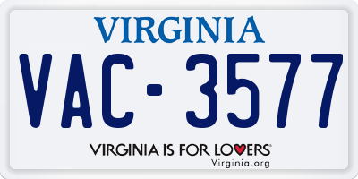 VA license plate VAC3577