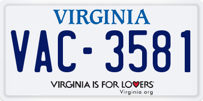 VA license plate VAC3581