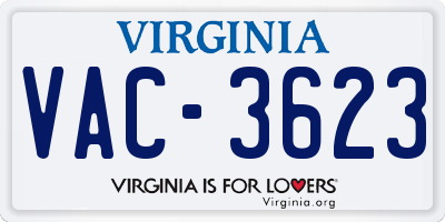 VA license plate VAC3623