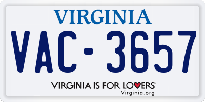 VA license plate VAC3657