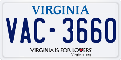 VA license plate VAC3660