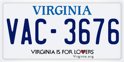 VA license plate VAC3676