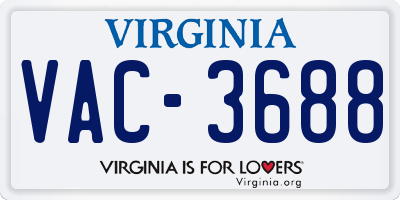 VA license plate VAC3688