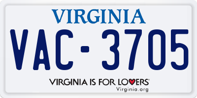 VA license plate VAC3705