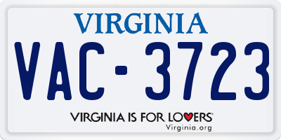 VA license plate VAC3723